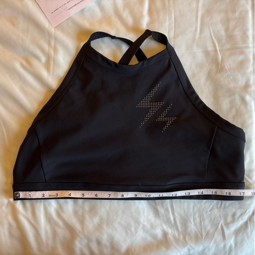 Soul By Soul Cycle Black lighting bolt high neck Sports Bra crop top Size 3XL